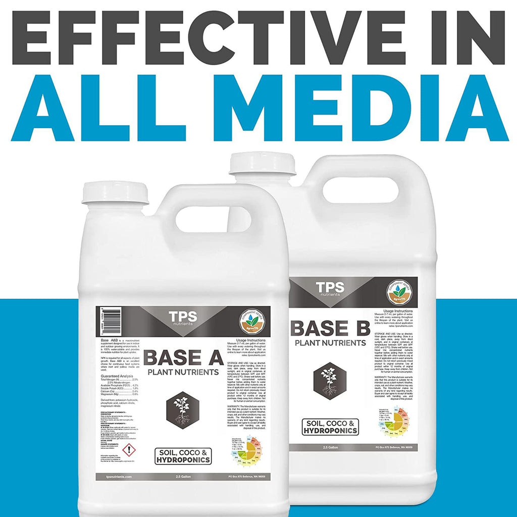 TPS Base A+B Two Part Set Complete Plant Growing Nutrient Formula for All Plants, for Both Soil and Hydro, 2.5 Gallon Set (2 x 320 oz)
