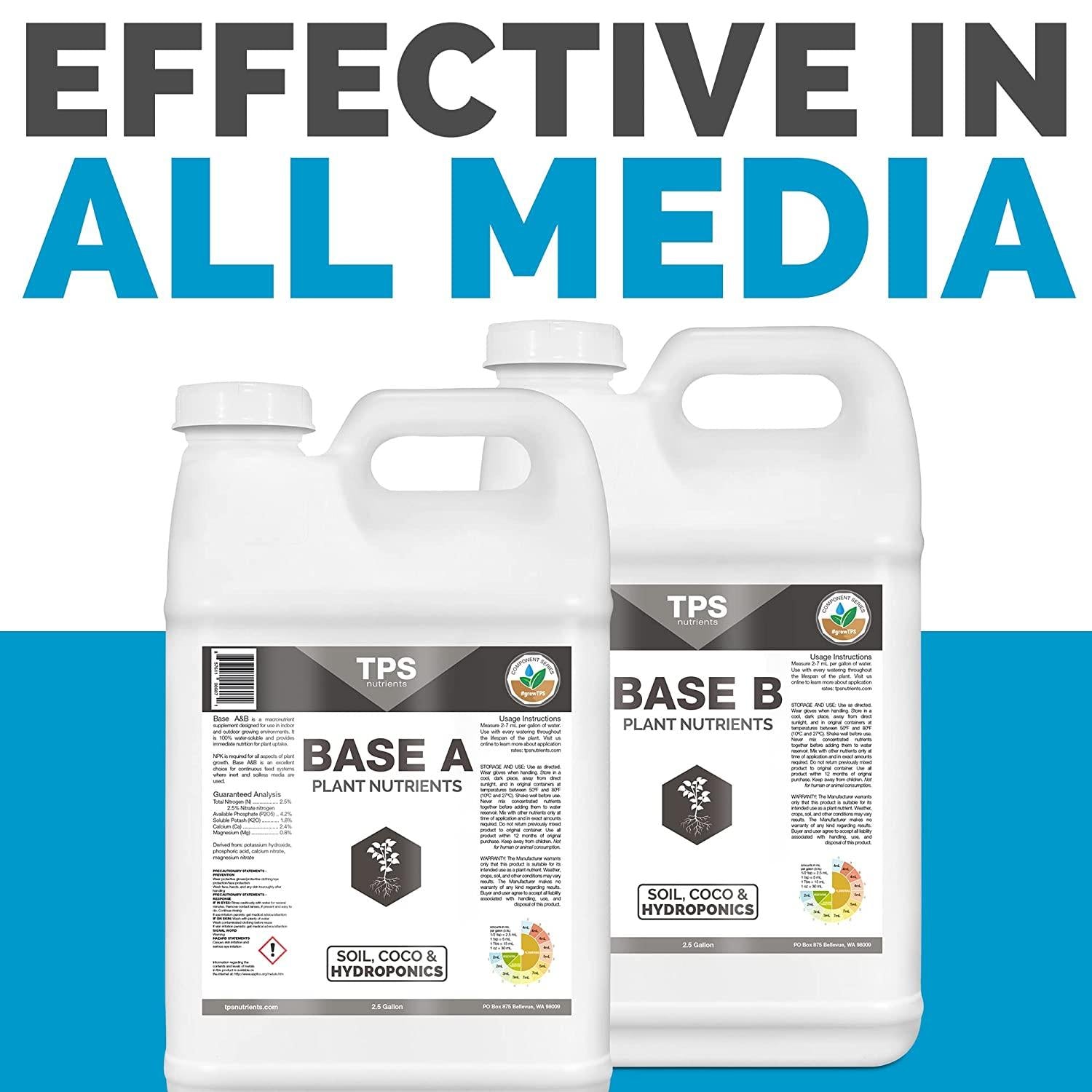 TPS Base A+B Two Part Set Complete Plant Growing Nutrient Formula for All Plants, for Both Soil and Hydro, 2.5 Gallon Set (2 x 320 oz)