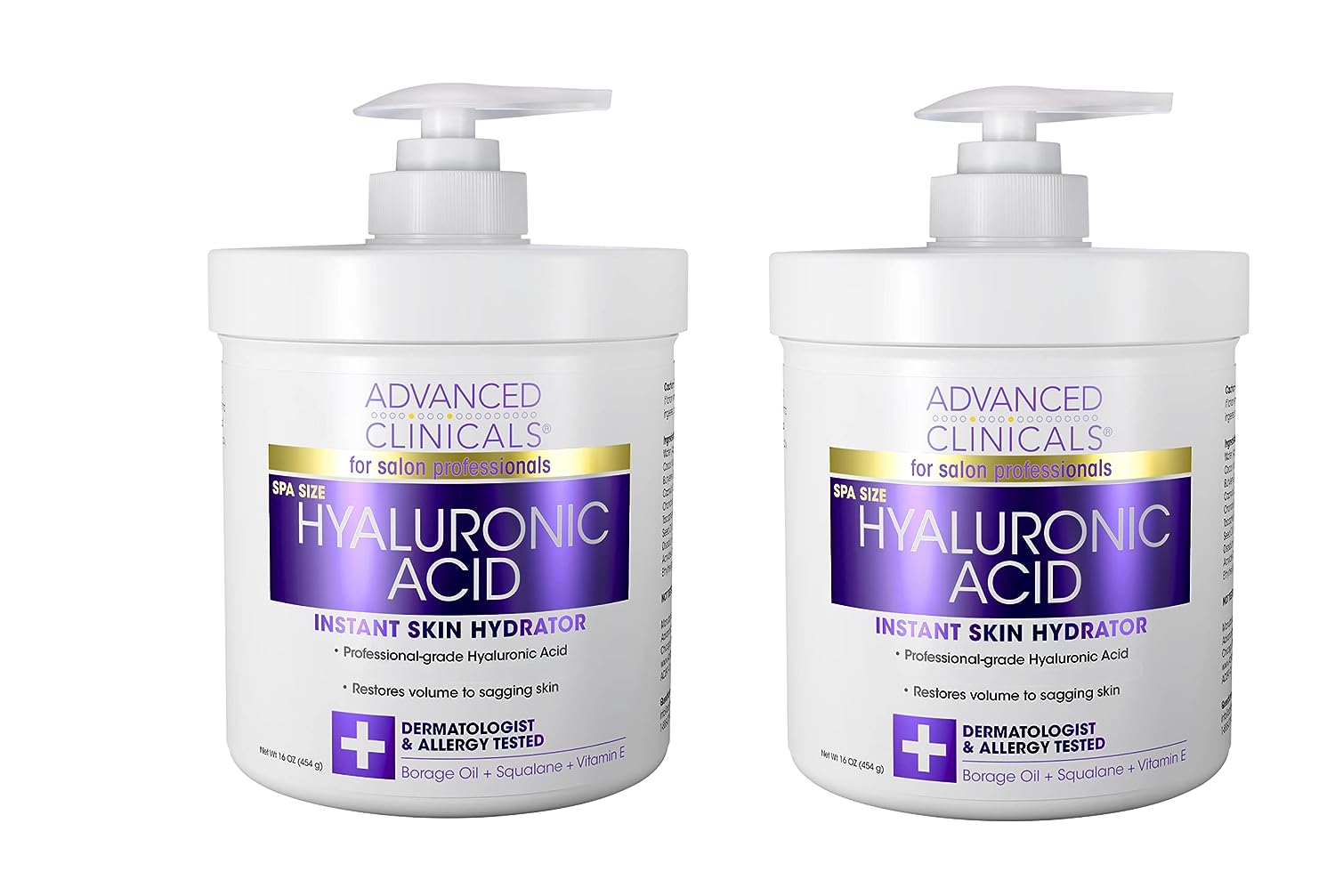 Advanced Clinicals Hyaluronic Acid Body Lotion &amp; Face Moisturizer W/Vitamin E | Hydrating Dry Skin Firming Lotion Minimizes Look Of Wrinkles, Stretch Marks, &amp; Crepey Skin | Skin Care Products, 2pc