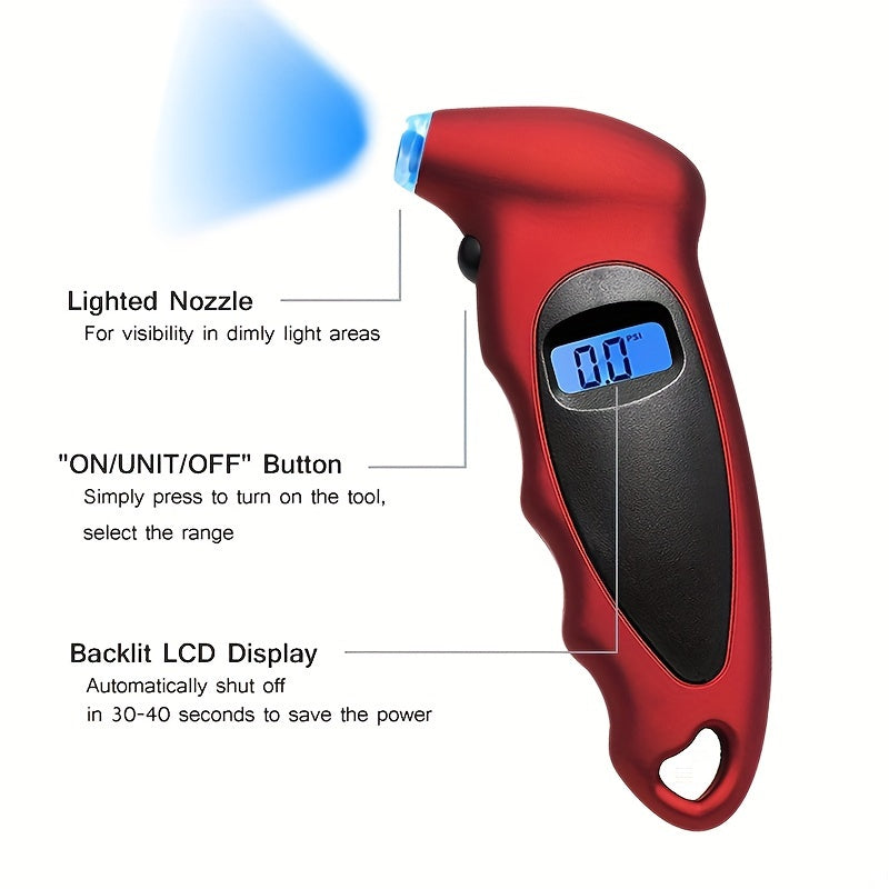 Digital Tire Pressure Gauge, 150PSI 4 Settings Tire Pressure Reader With Backlit LCD Display Low Tire Pressure Diagnostic Tools For Car Truck Bicycle