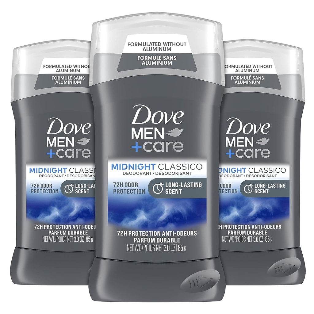 Dove Men+Care Deodorant Stick for Men Midnight Classico 3 Count Aluminum Free 72-Hour Odor Protection Mens Deodorant With Essential Oils &amp; 1/4 Moisturizing Cream 3oz
