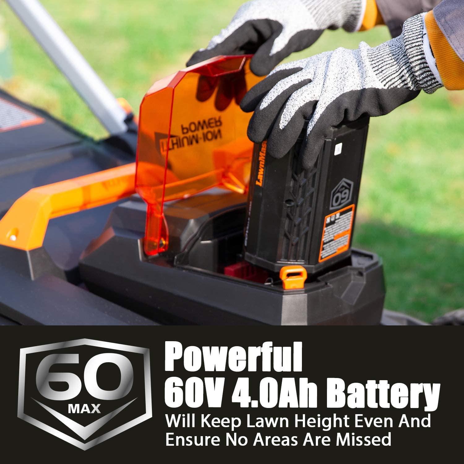 LawnMaster CLMFR6018A 0802 Cordless 19-Inch Brushless Push Lawn Mower 60V Lithium-Ion,4.0Ah Battery & Charger Included