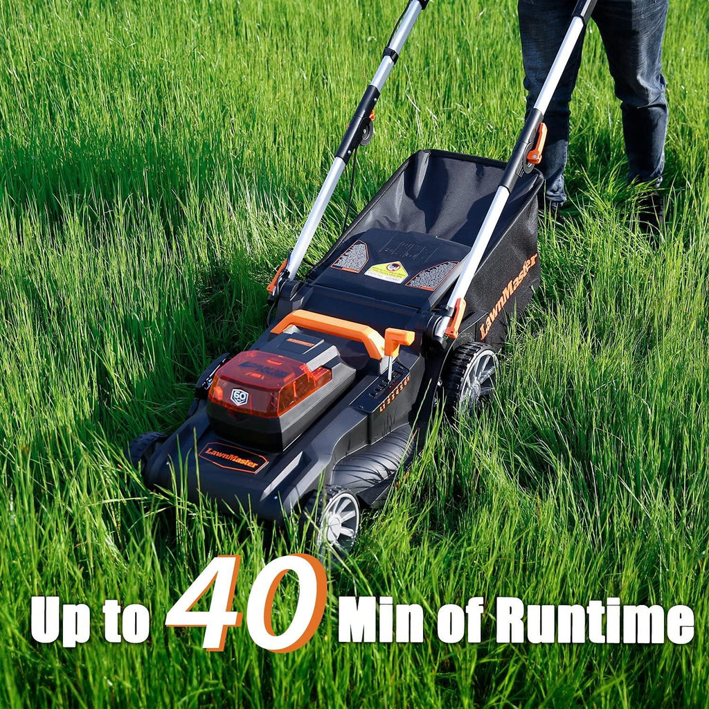 LawnMaster CLMFR6018A 0802 Cordless 19-Inch Brushless Push Lawn Mower 60V Lithium-Ion,4.0Ah Battery & Charger Included