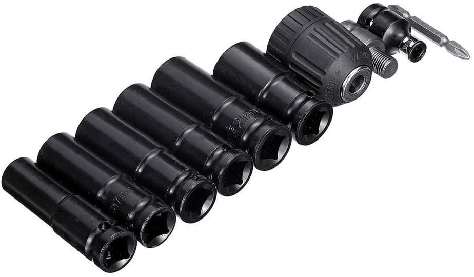 Peixiang Sturdy Power Tool Accessories, 10pcs Air Impact Socket Wrench Adapter Set 1/2 Inch Square Drive Metric Drill Chuck Adapter Safety