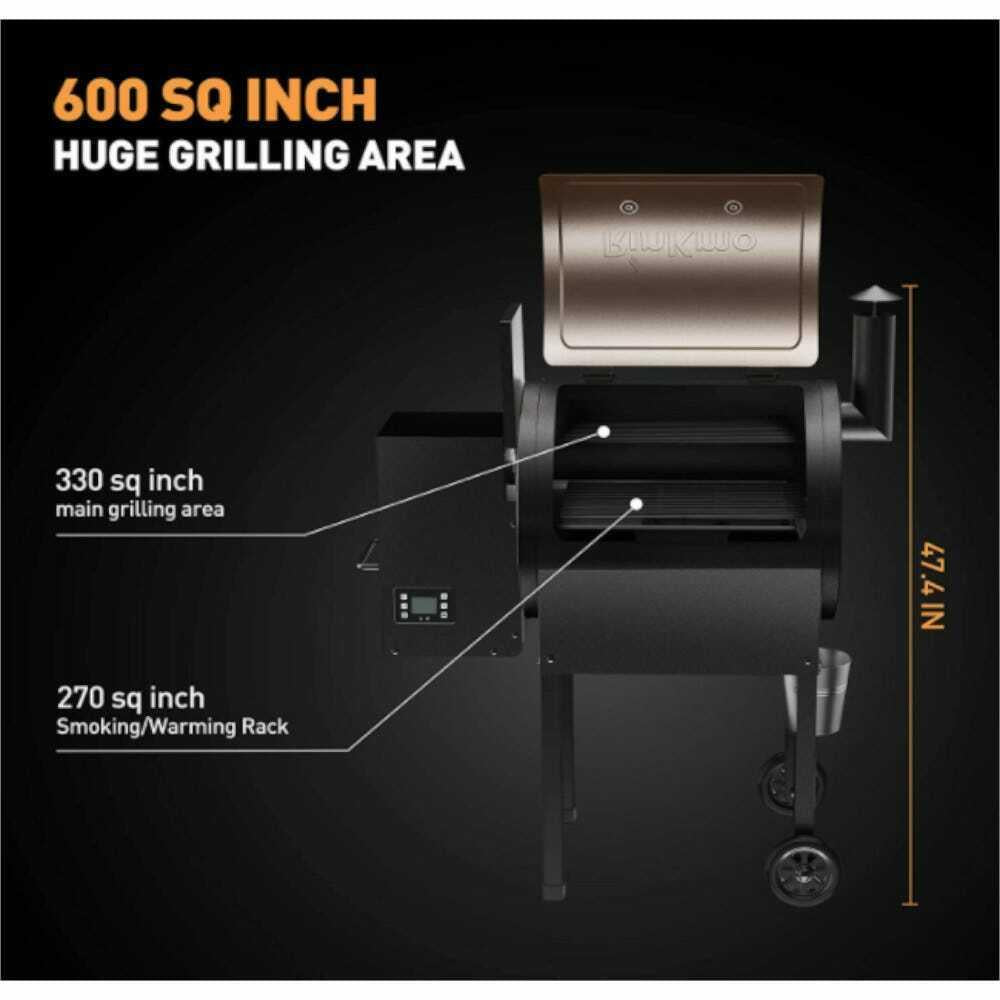 8-In-1 Pellet Grill and Smoker PID Controller Outdoor BBQ Grill -...