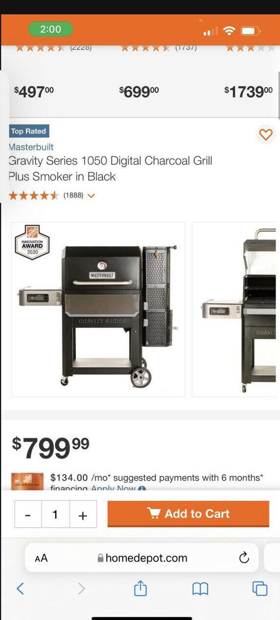 Gravity Series 1050 Digital Charcoal Grill with Smoker - Black