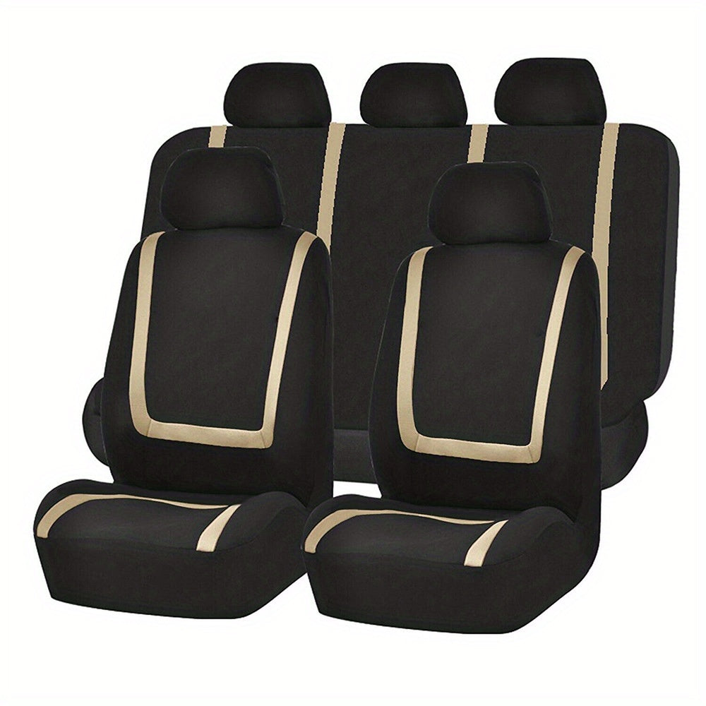 Upgrade Your Car Interior Comfort: 5-Seat Universal Car Seat Cover Set - Soft &amp; Breathable Polyester Fabric
