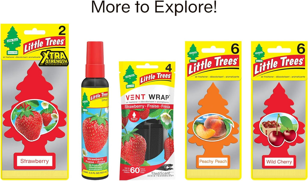 LITTLE TREES Air Fresheners Car Air Freshener. Hanging Tree Provides Long Lasting Scent for Auto or Home. Strawberry, 24 Air Fresheners