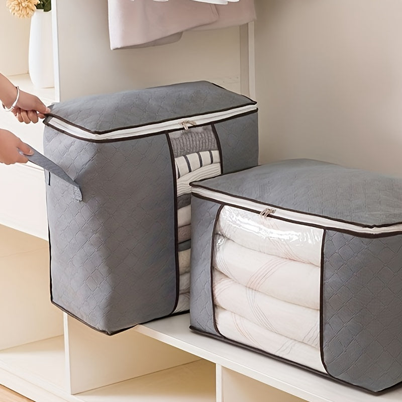 LarClothes StoraBag, Clothes Organizer With Handle &amp; Clear Window, StoraBins Containers For Comforters &amp; Blankets