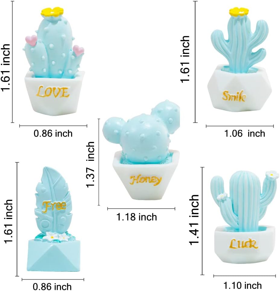 ZOSTLAND 5pcs Cute Car Air Vent Clip Decoration,Car Air Fresheners, Funny Car Vent Clip,Personalized Automotive Interior Decoration Accessories,Car Decor Gift for Women,Girl,Men (5pcs Cactus Blue)