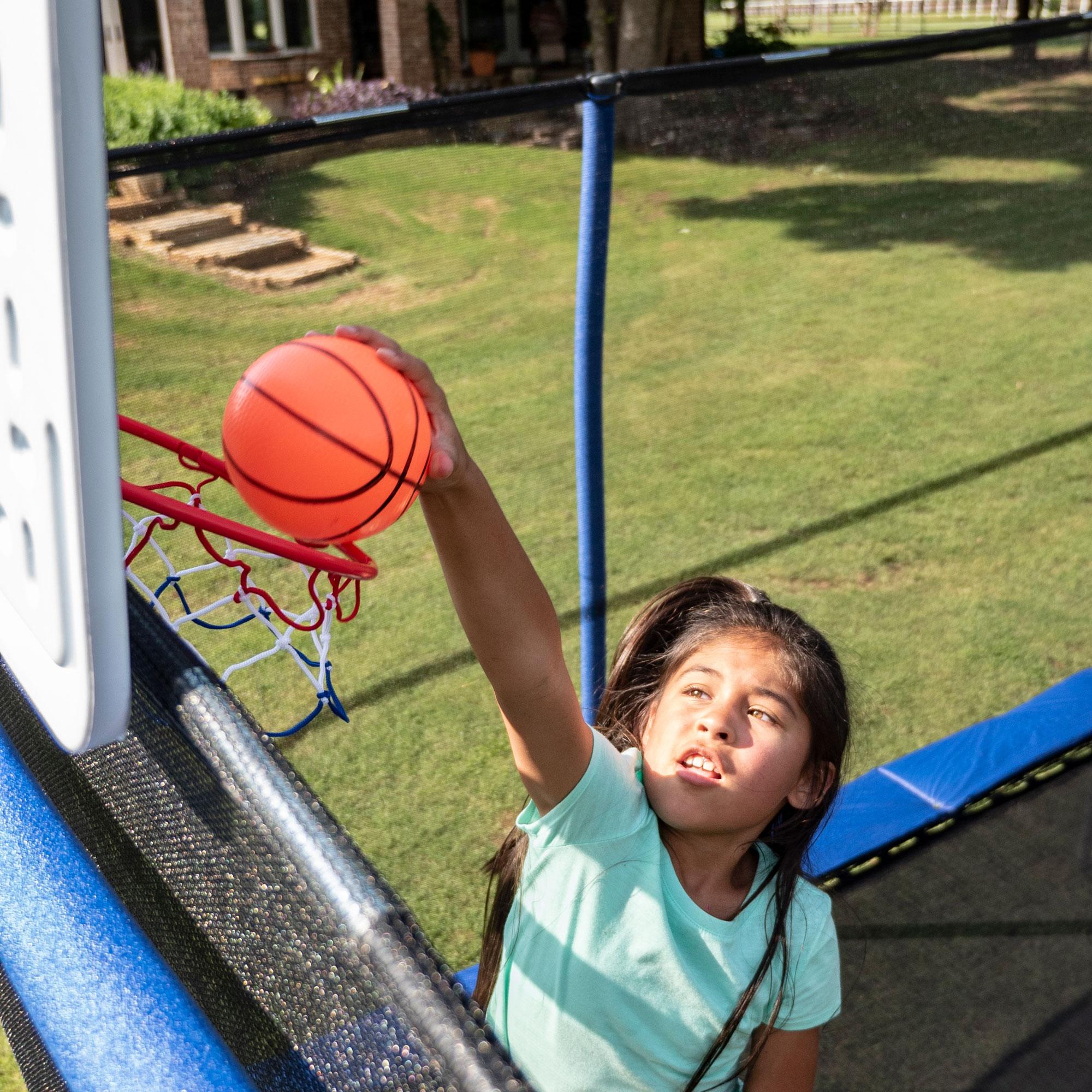 JumpJKRC10152BHC3 Rectangular Trampoline with Basketball Hoop Attachment