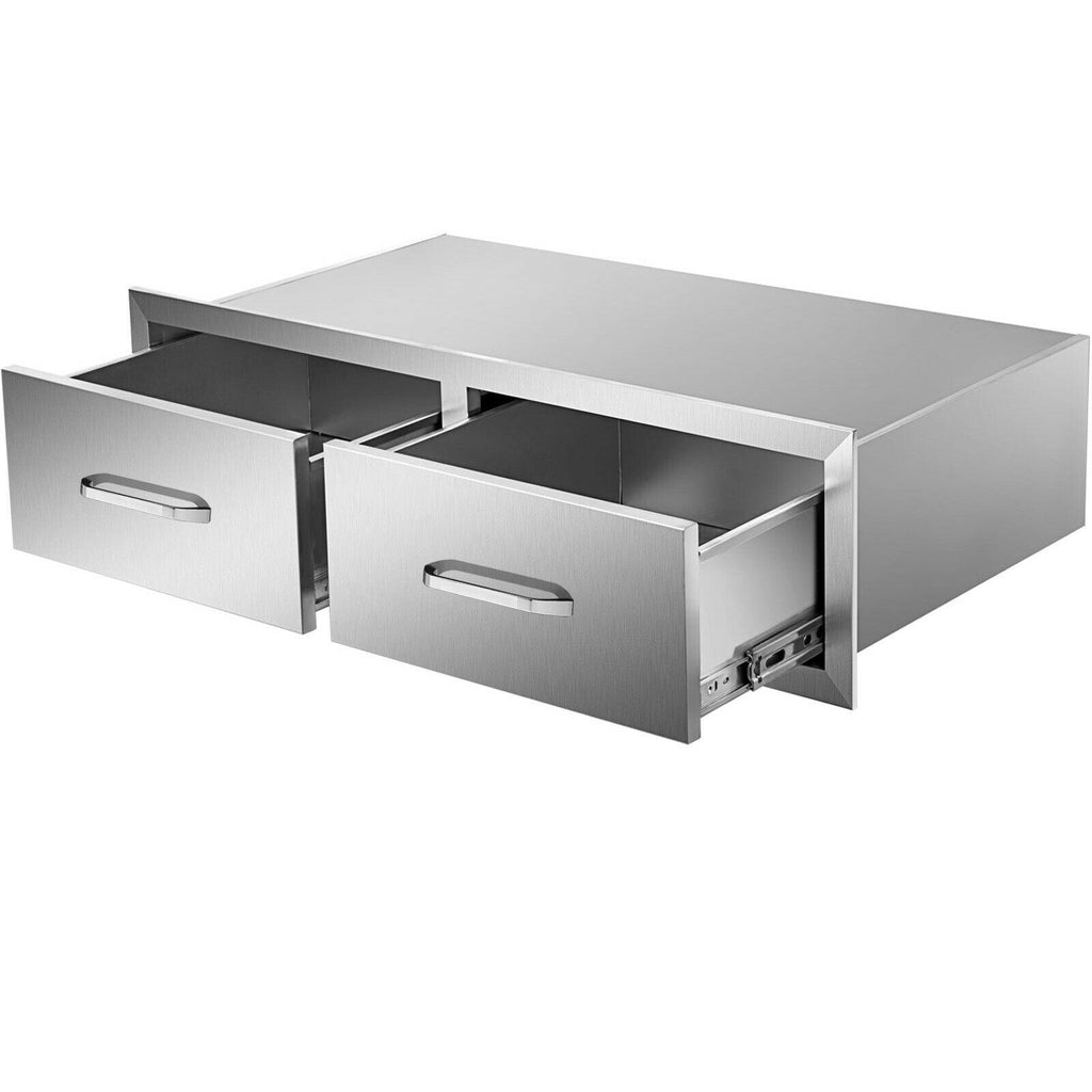 30"WX10"H Outdoor Kitchen Drawers Horizontal Double Acess Drawer  Steel