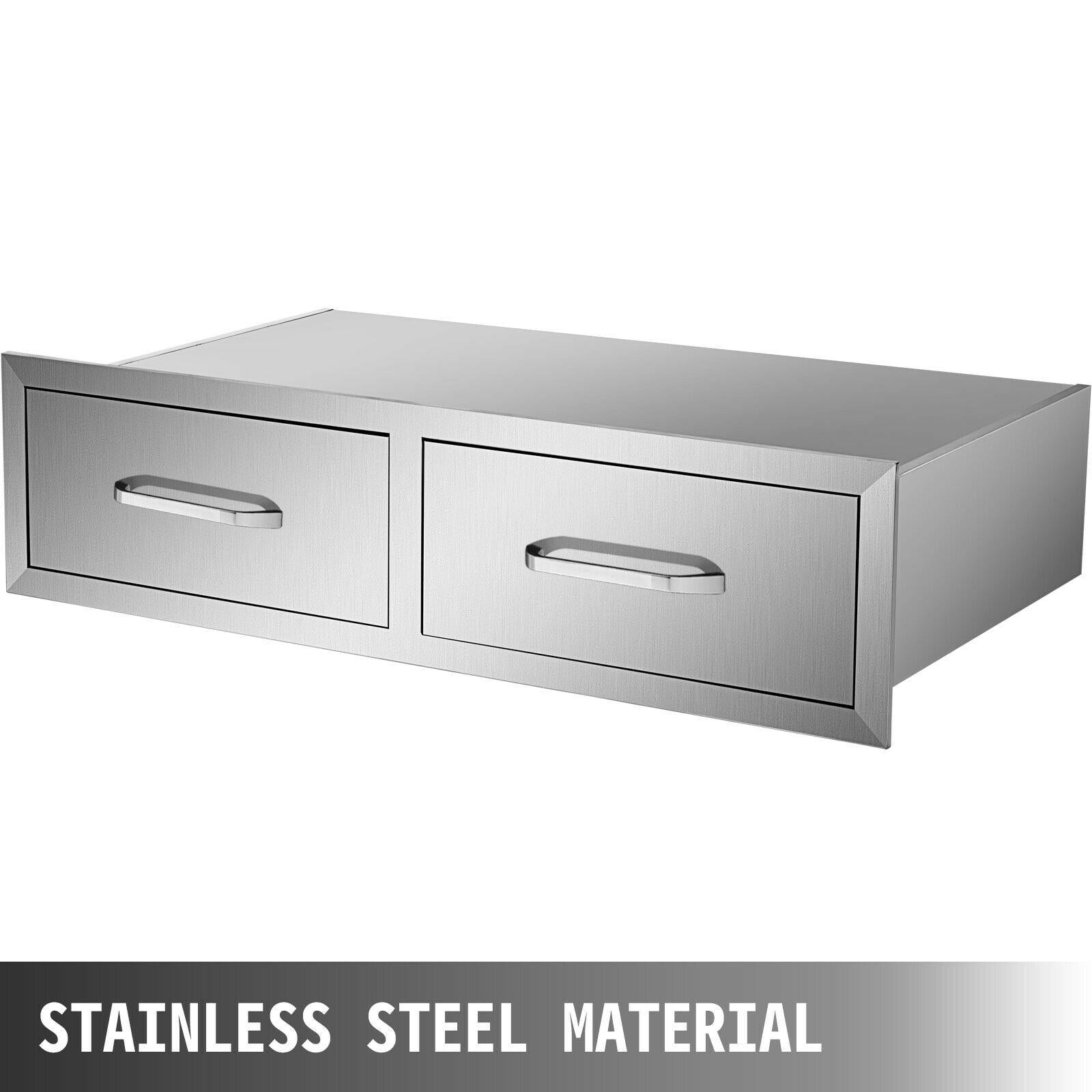 30"WX10"H Outdoor Kitchen Drawers Horizontal Double Acess Drawer  Steel
