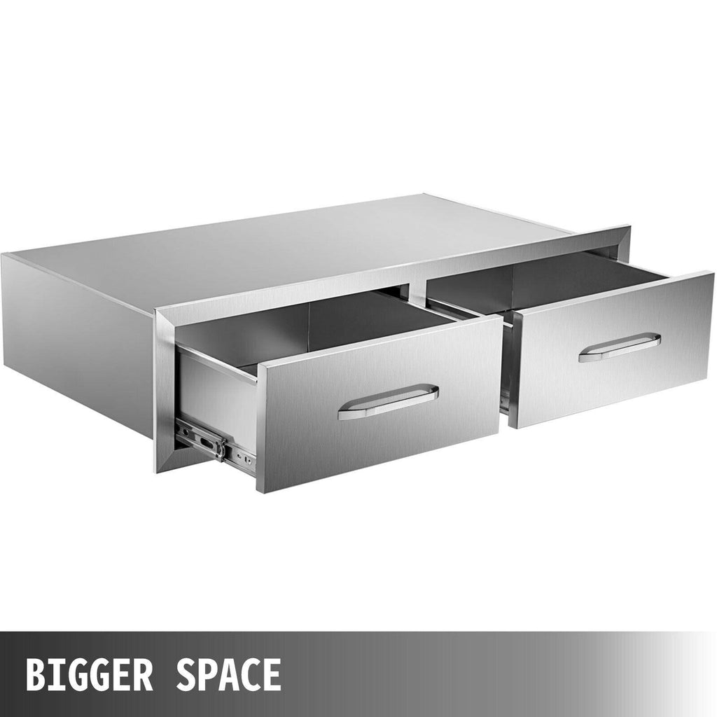 30"WX10"H Outdoor Kitchen Drawers Horizontal Double Acess Drawer  Steel