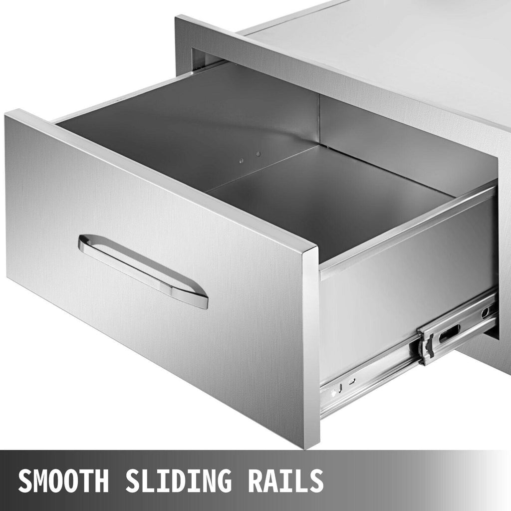30"WX10"H Outdoor Kitchen Drawers Horizontal Double Acess Drawer  Steel