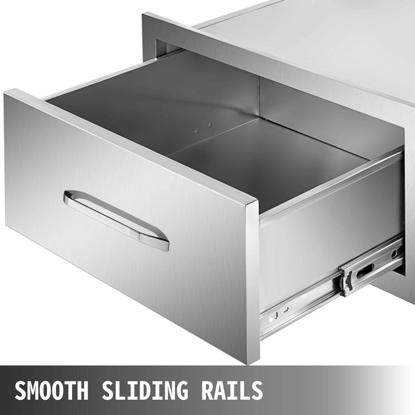 30"WX10"H Outdoor Kitchen Drawers Horizontal Double Acess Drawer  Steel