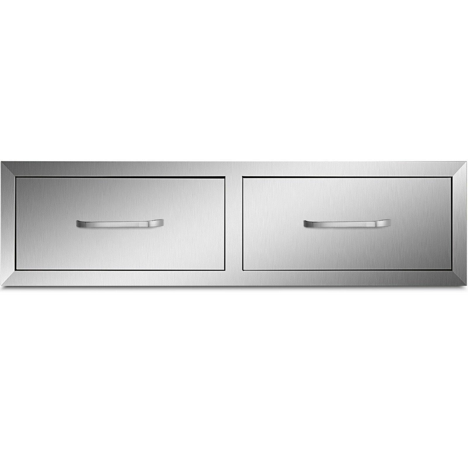 30"WX10"H Outdoor Kitchen Drawers Horizontal Double Acess Drawer  Steel