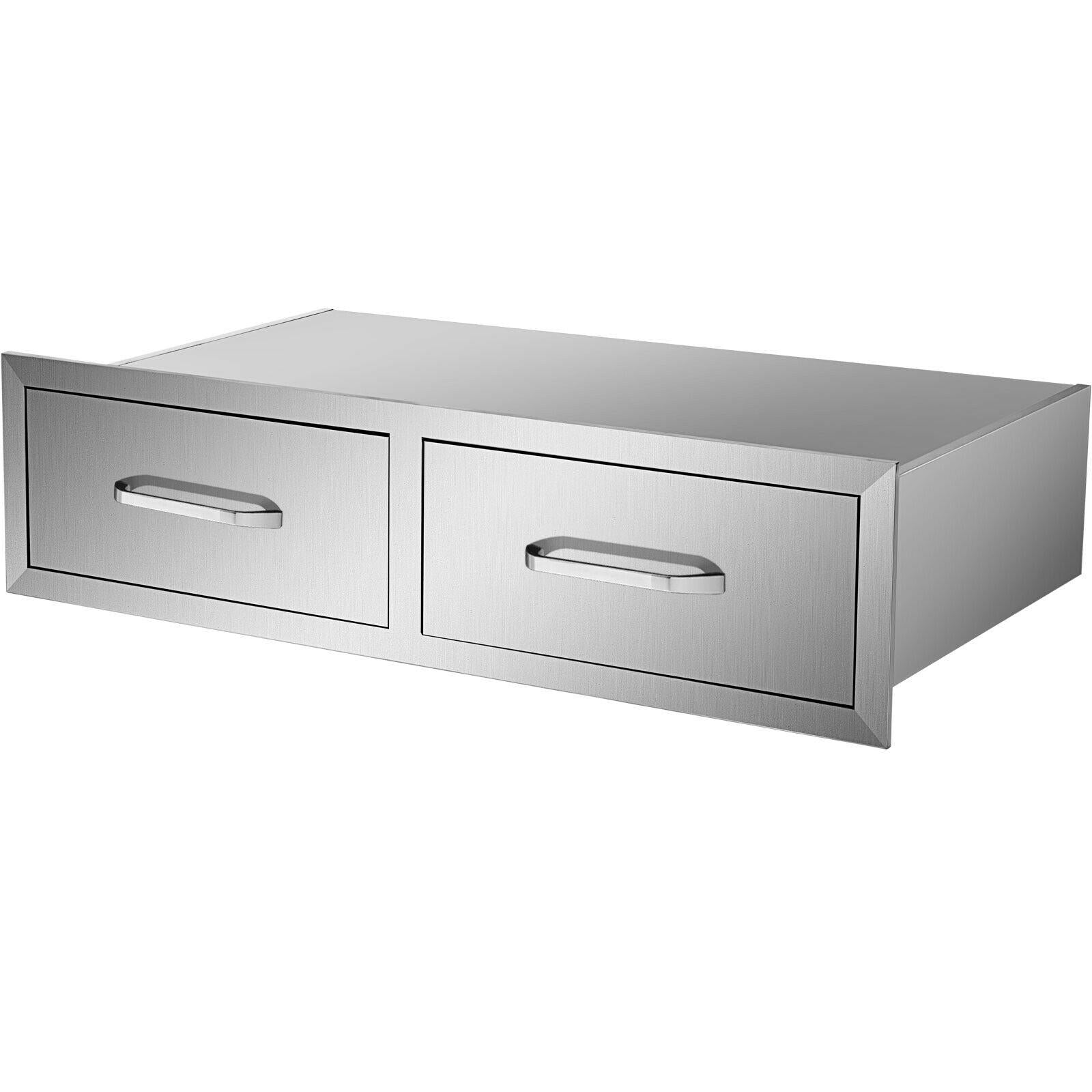 30"WX10"H Outdoor Kitchen Drawers Horizontal Double Acess Drawer  Steel