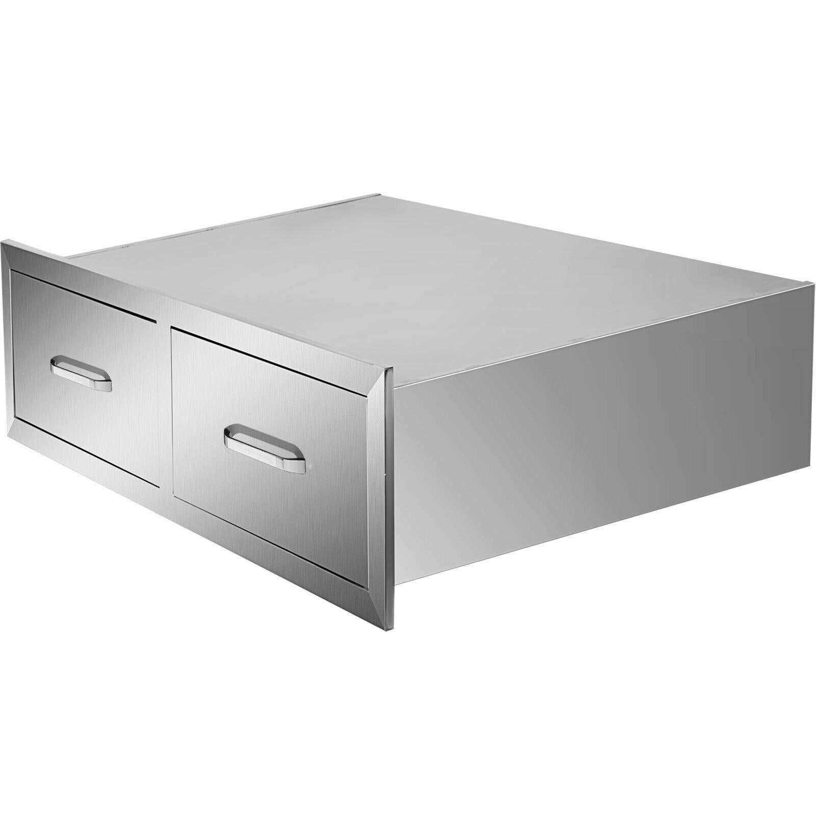 30"WX10"H Outdoor Kitchen Drawers Horizontal Double Acess Drawer  Steel