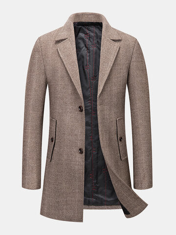 mens business woolen single-breasted thick suit collar casual overcoat