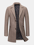 mens business woolen single-breasted thick suit collar casual overcoat