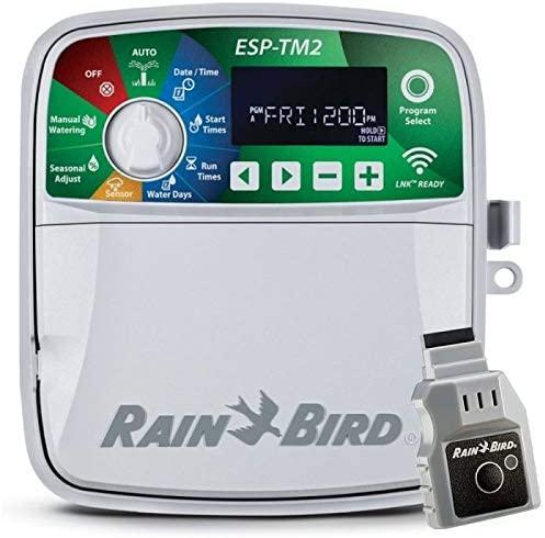 Rain-Bird ESP-TM2 Indoor Outdoor Irrigation WiFi Zone Controller Timer Box and Link Lnk WiFi Mobile Wireless Smartphone Upgrade Module Sprinkler System (4 Zone)
