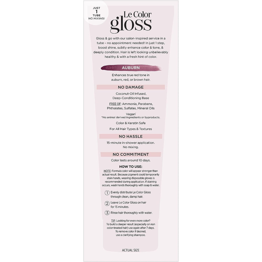 L'Oreal Paris Le Color One Step Toning Hair Gloss, Auburn, 4 Ounce (Pack of 2)