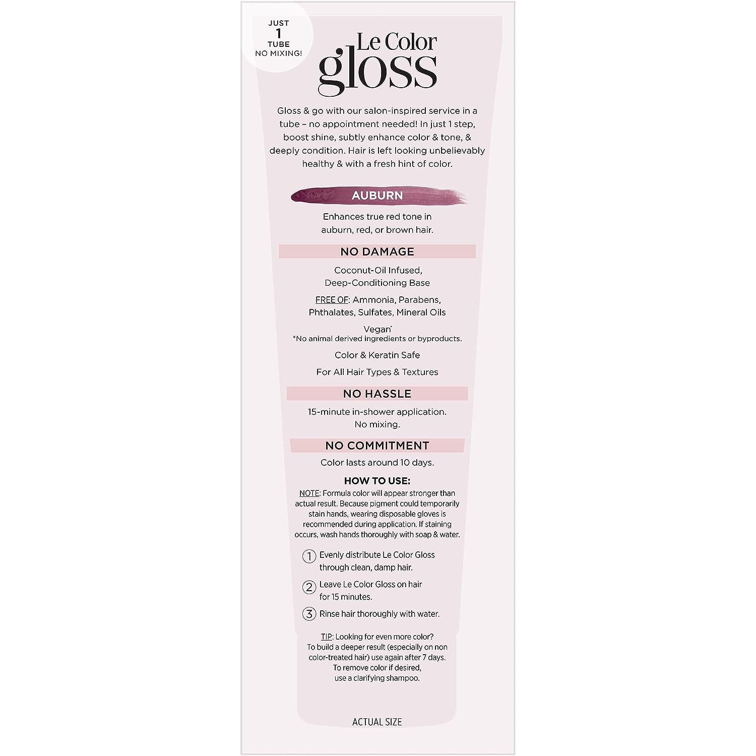 L’Oréal Paris Le Color One Step Toning Hair Gloss, Auburn, 4 Ounce