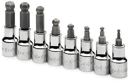 SK Hand Tools 19752 8-Piece 3/8-Inch Drive Metric Ball Hex Bit Socket Set