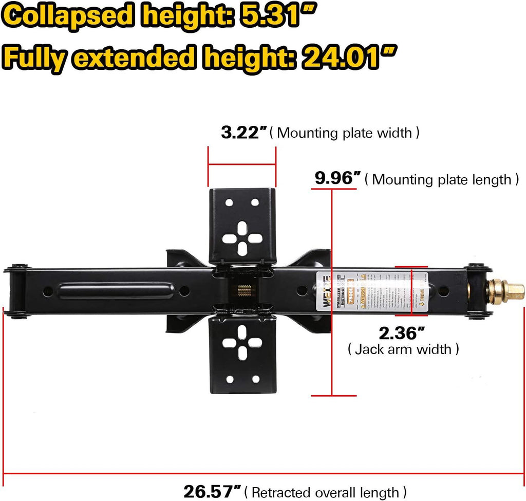 WEIZE RV Trailer Camper Stabilizer Leveling Scissor Jacks with Handle 24" 7500lbs Set of 4
