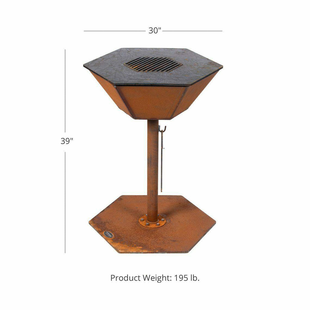 Hexagon Flat Top Fire Grill 30" Cooktop 195 lb. Steel
