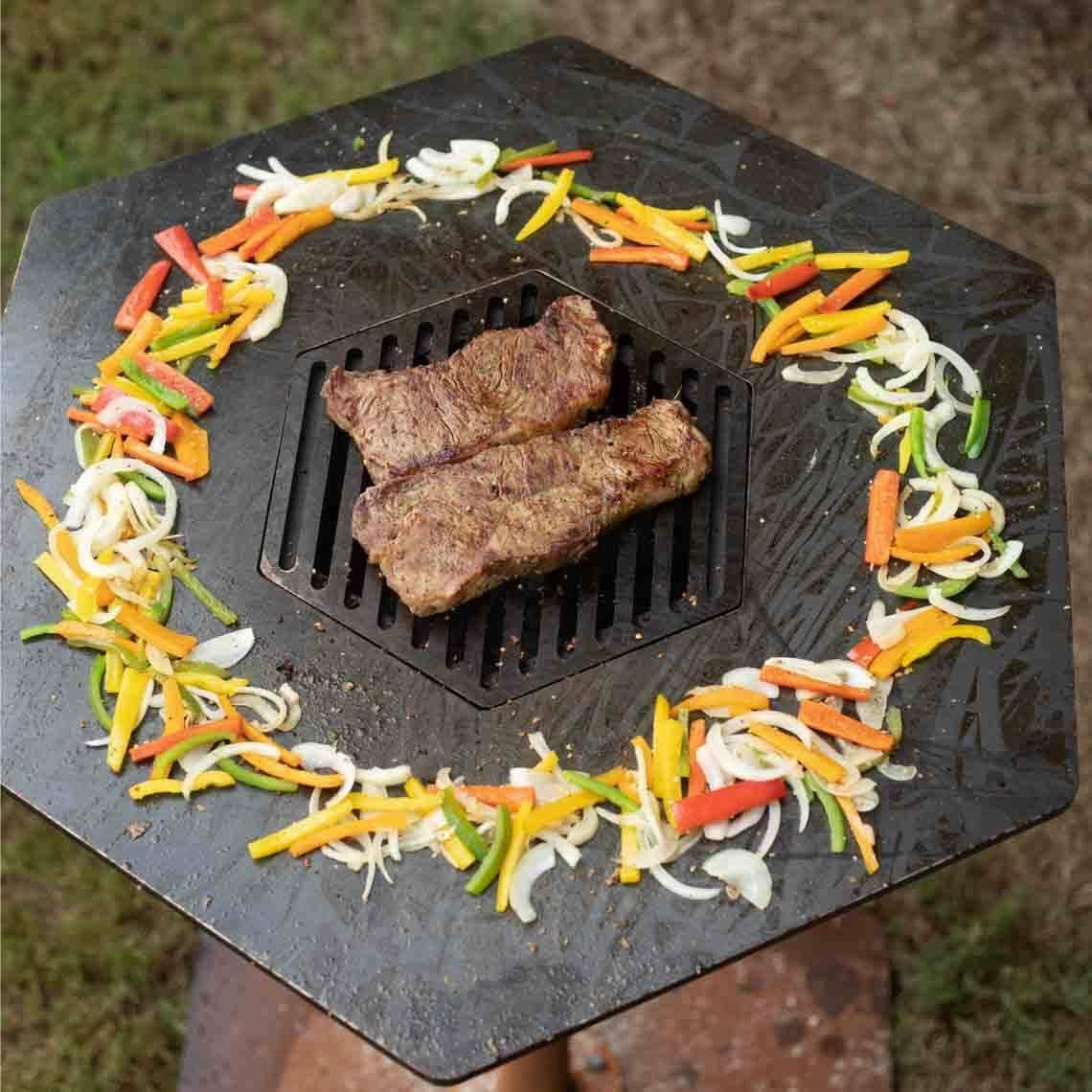 Hexagon Flat Top Fire Grill 30" Cooktop 195 lb. Steel