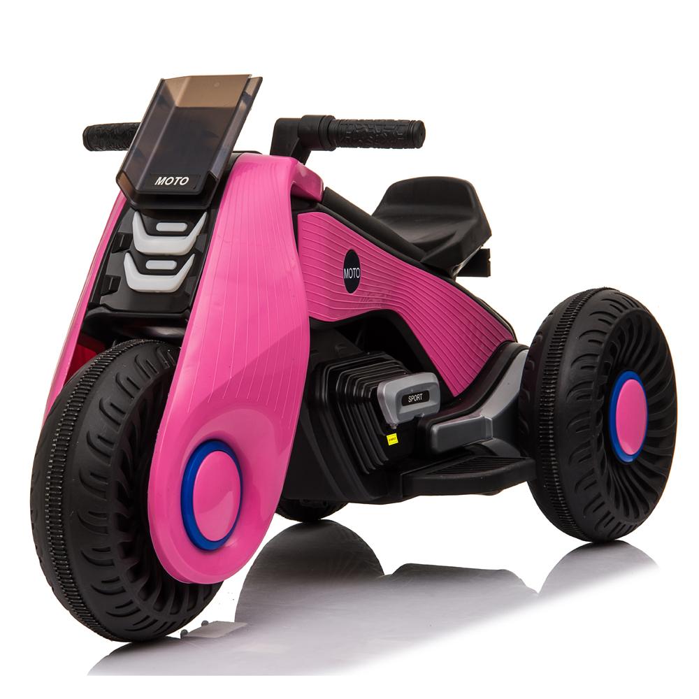 Children Electric Motorcycle, URHOMEPRO Electric Power Wheels Car with 3 Wheels Double Drive, Ride On Toys Ride On Cars with music playback Function, Thanksgiving Christmas Gift, Pink, W6940