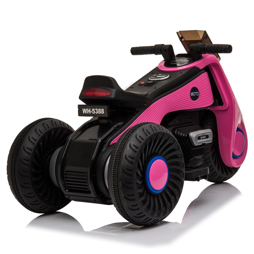 Children Electric Motorcycle, URHOMEPRO Electric Power Wheels Car with 3 Wheels Double Drive, Ride On Toys Ride On Cars with music playback Function, Thanksgiving Christmas Gift, Pink, W6940