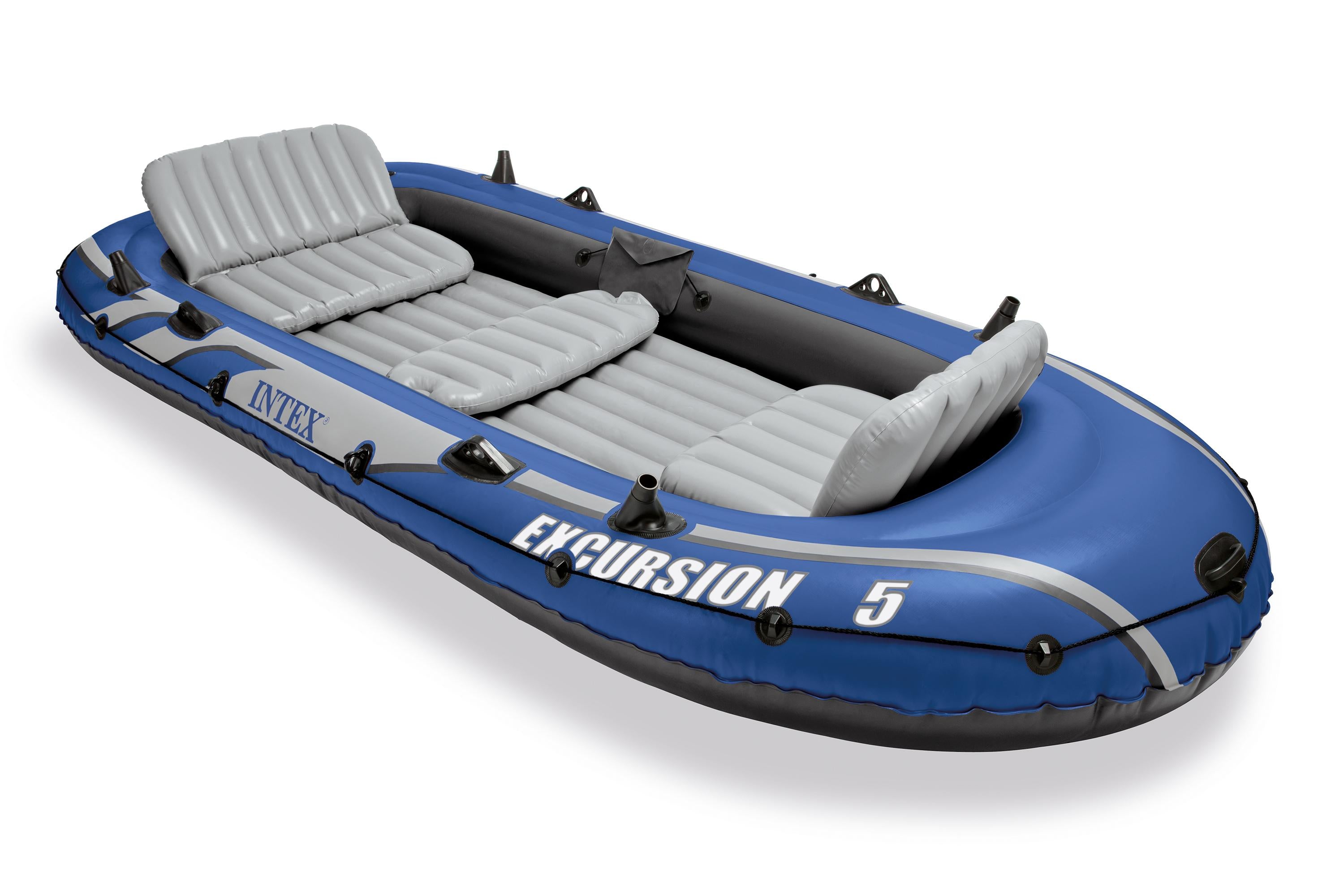 Excursion 5 Person Inflatable Boat Set w/ 2 Oars, Air Pump &amp; Bag (3 Pack)