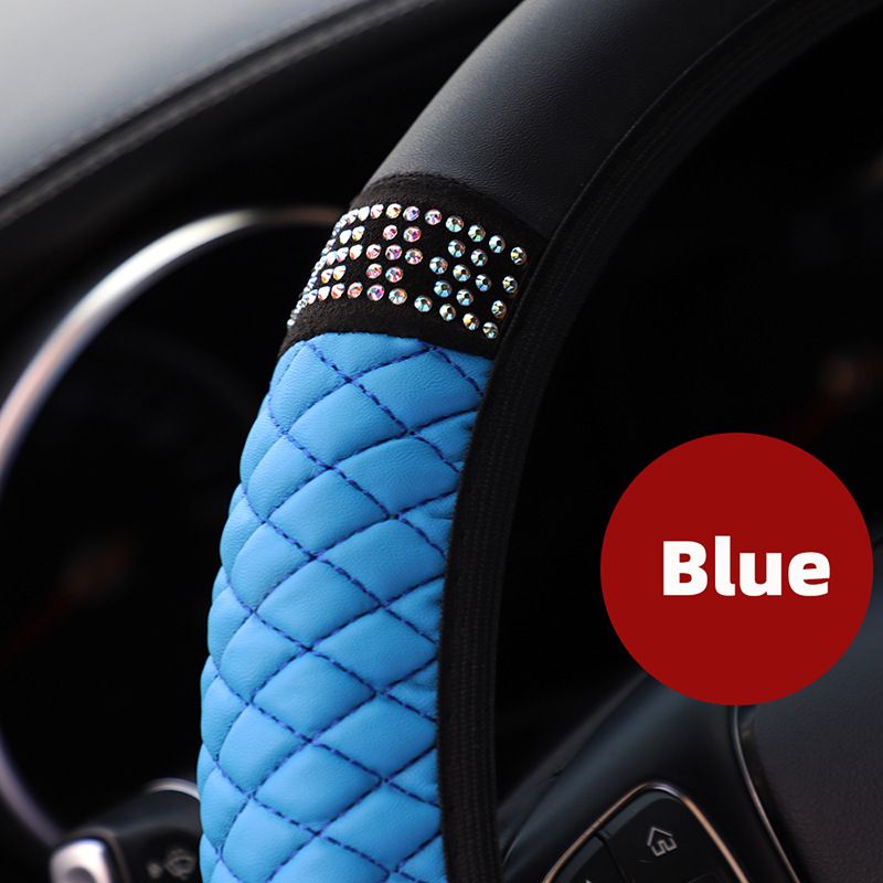 Bling Soft Faux Leather Car Steering Wheel Cover Non-Slip Heat And Cold Protector