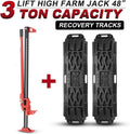 BUNKER INDUST Offroad High Lift Jack with Pair Traction Board Mate,48" FarmJack with Sand Mud Snow Track Mat Board,4x4 4WD Offroad Tire Recovery Kit for Car Truck Jeep ATV SUV UTV