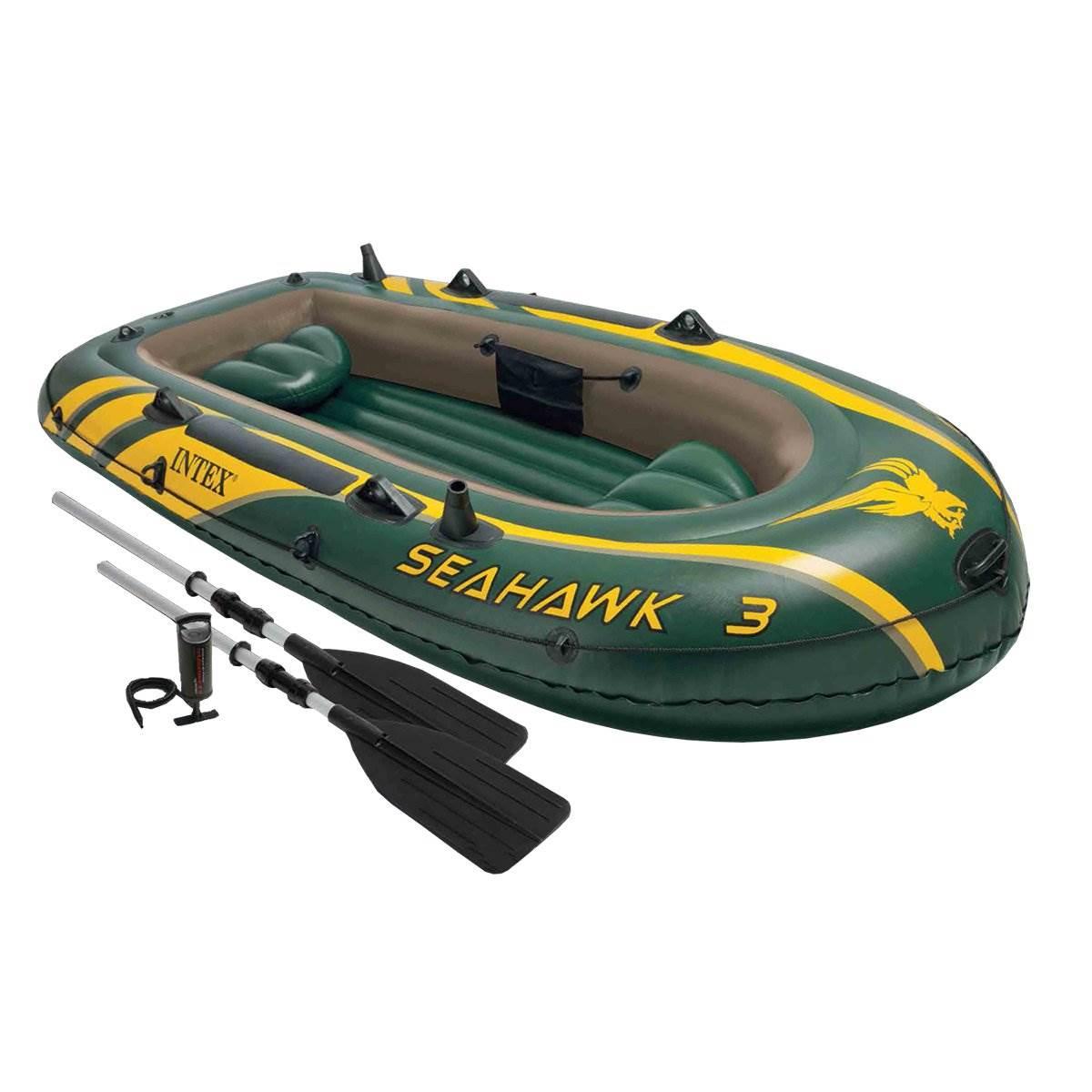 Seahawk 3 Inflatable raft Set and 2 Transom Mount 8 Speed Trolling Motors