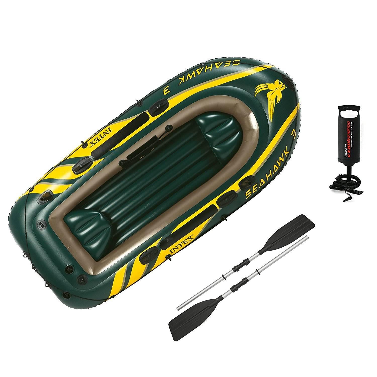 Seahawk 3 Inflatable raft Set and 2 Transom Mount 8 Speed Trolling Motors