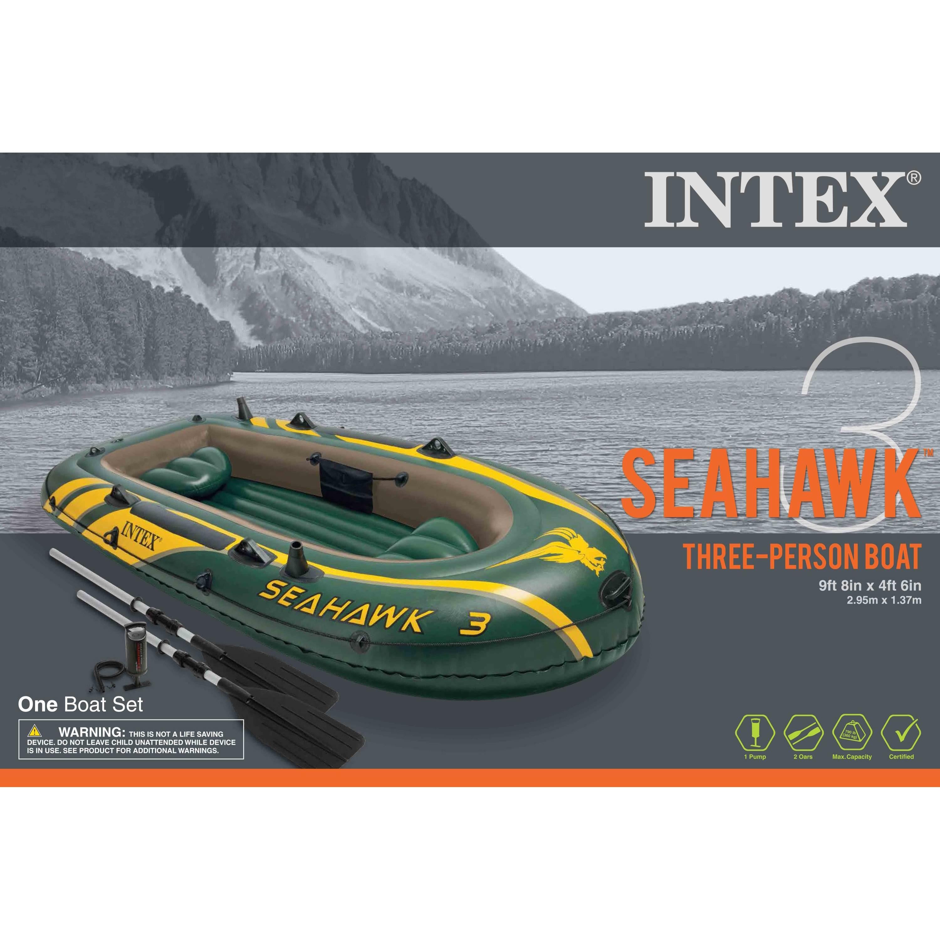 Seahawk 3 Inflatable raft Set and 2 Transom Mount 8 Speed Trolling Motors