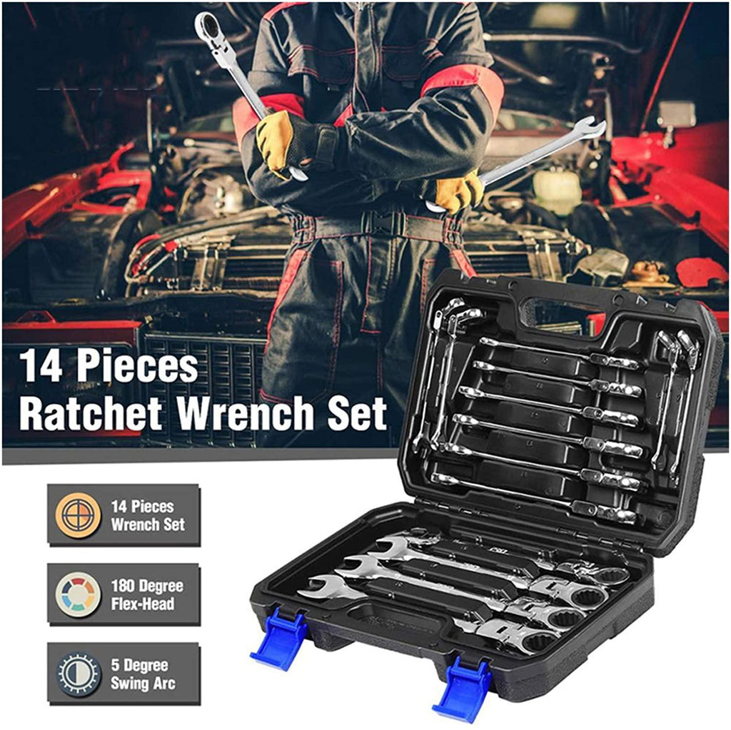 XFXCH 14-Piece Key Set Multi-Function Tool Wrench Ratchet Wrench Set Hand Tool Wrench Set Universal Wrench Tool Car Repair Tool (Color : 8 22MM 12P)