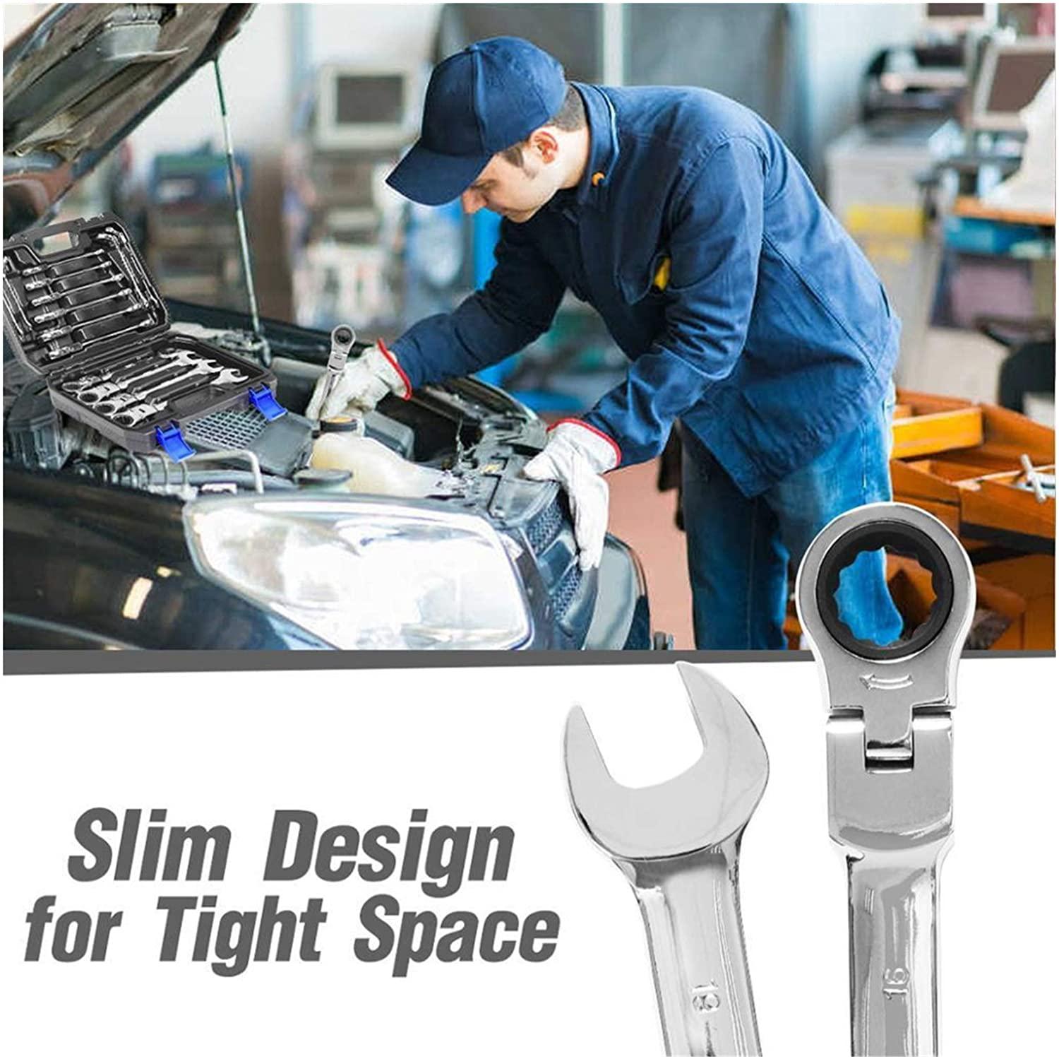 XFXCH 14-Piece Key Set Multi-Function Tool Wrench Ratchet Wrench Set Hand Tool Wrench Set Universal Wrench Tool Car Repair Tool (Color : 8 22MM 12P)