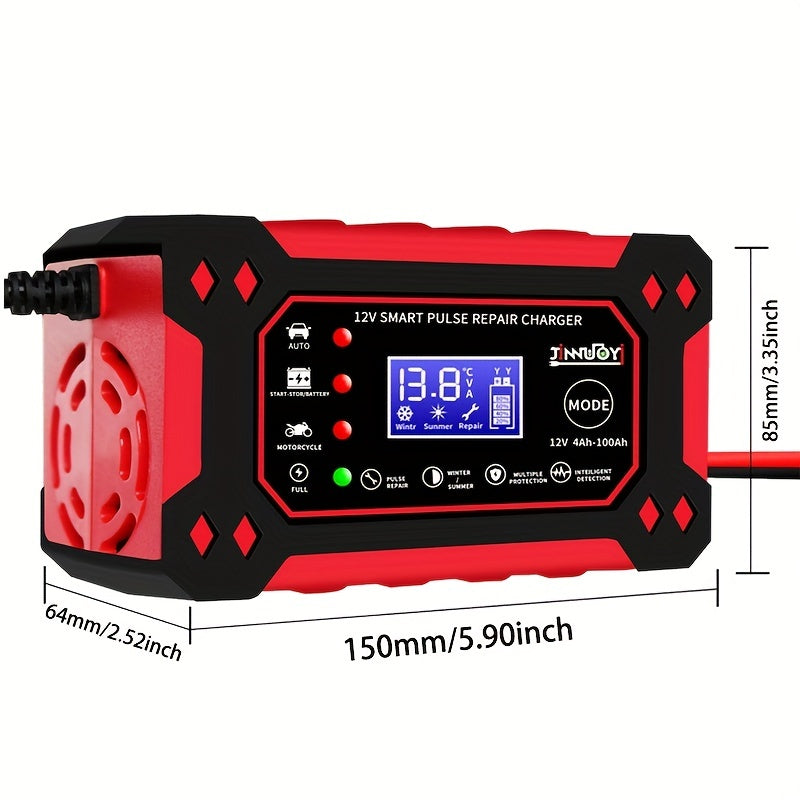 12V/6A Full Automatic Car Battery Charger Pulse Repair Charger For Car Truck Motorcycle Lawn Mower AGM/Gel Lead Acid Battery