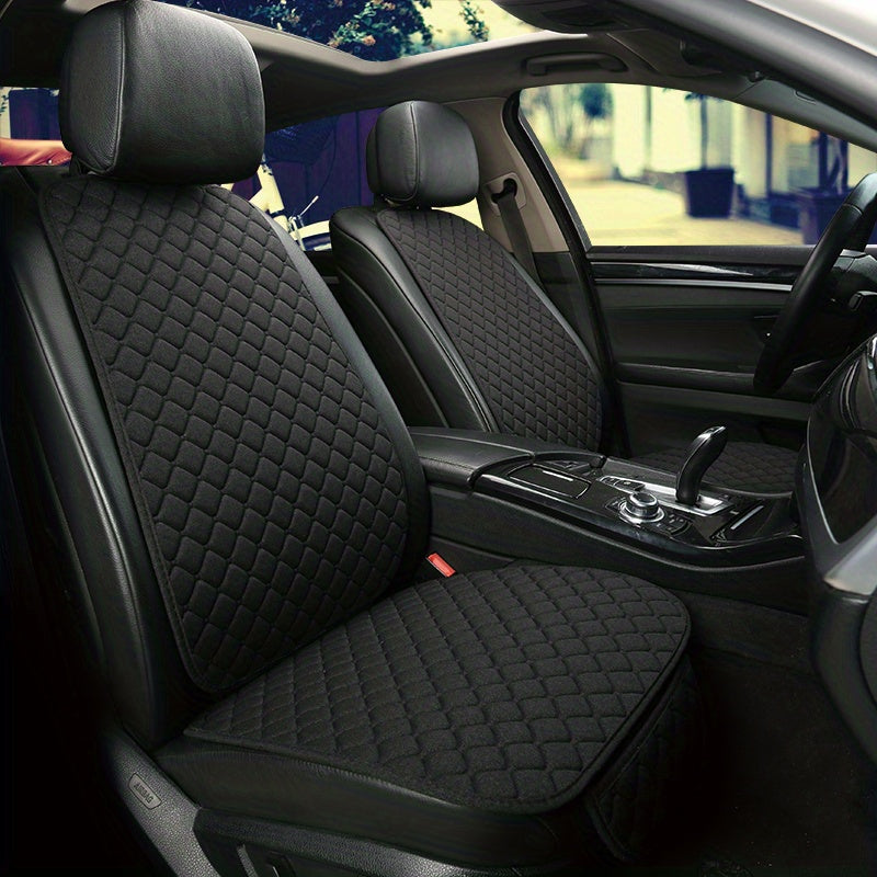 Car Seat Cover, Breathable Flax Four Seasons Car Seat Cushion Protector Pad Front Pad Fit For Most Cars Front Chair Cushion