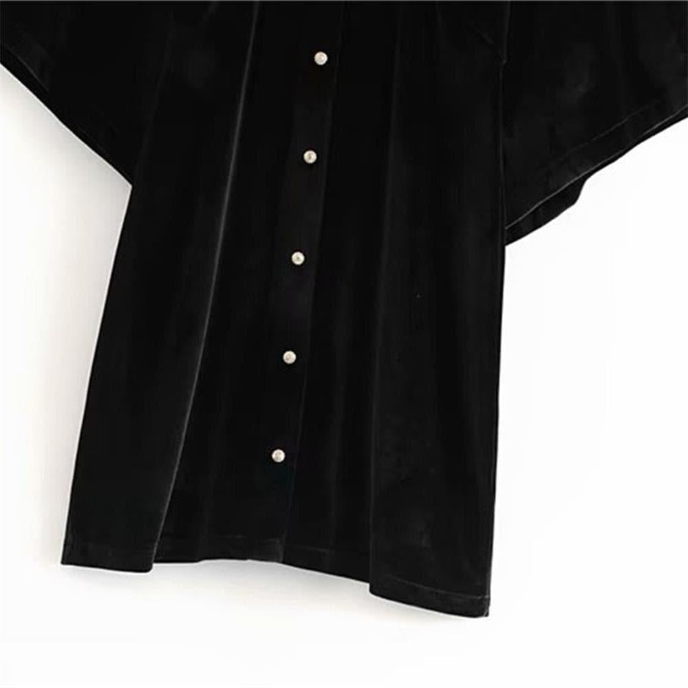 v-neck wide sleeve button style dress