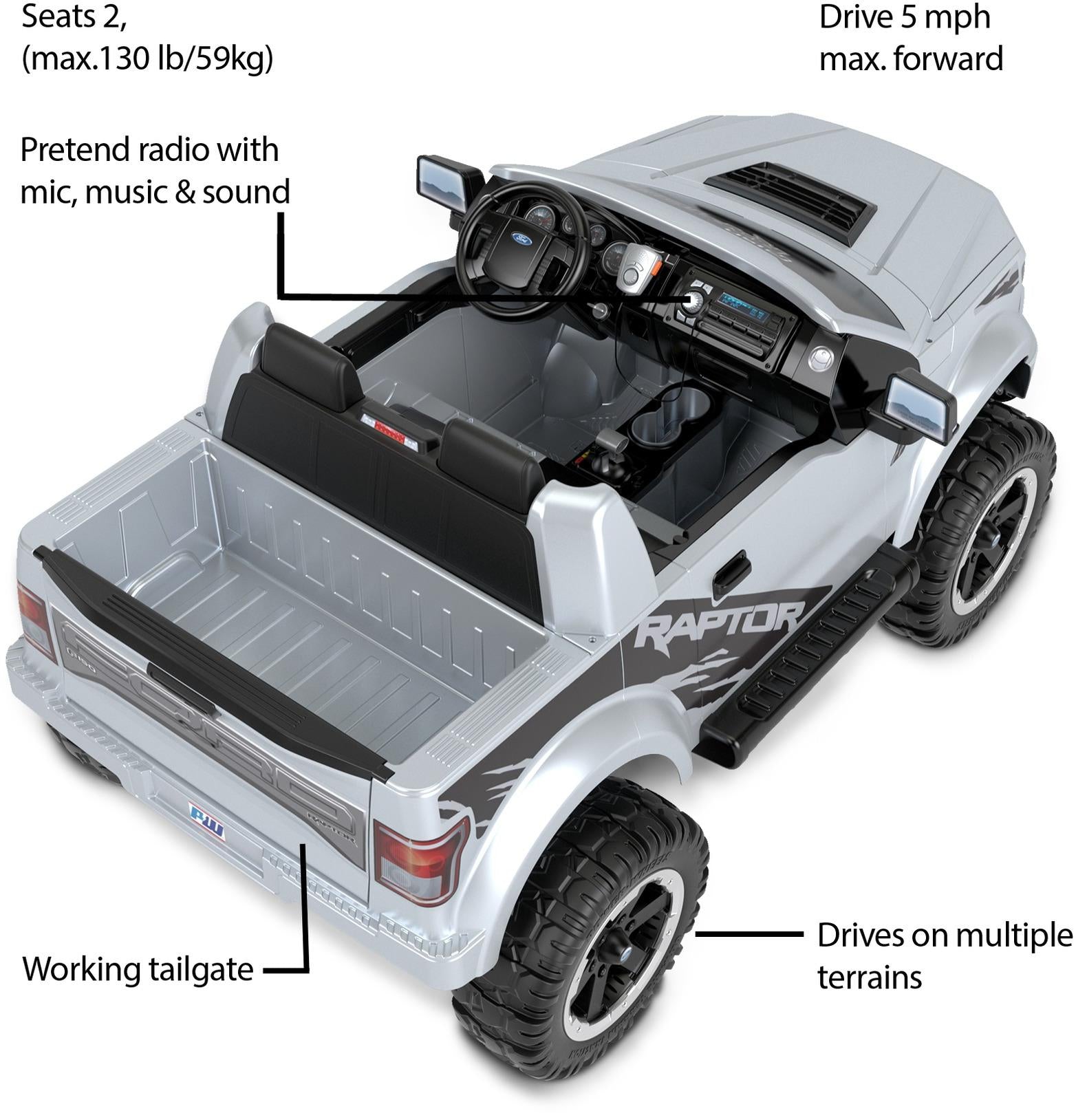 Power Wheels Ford F150 Raptor Extreme 12V Ride On Truck