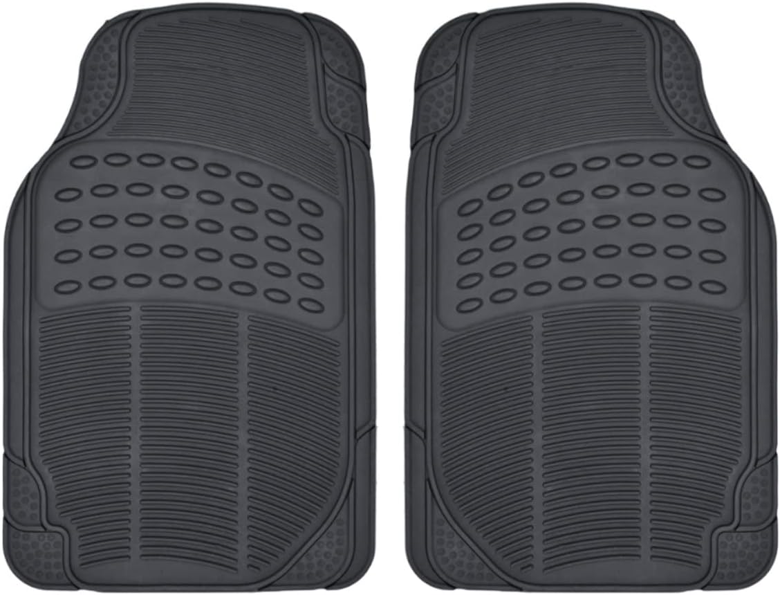 BDK Original ProLiner 2 Piece Front Heavy Duty Front &amp; Rear Rubber Floor Mats for Car SUV Van &amp; Truck, Black - All Weather Floor Protection Fits Most Vehicles