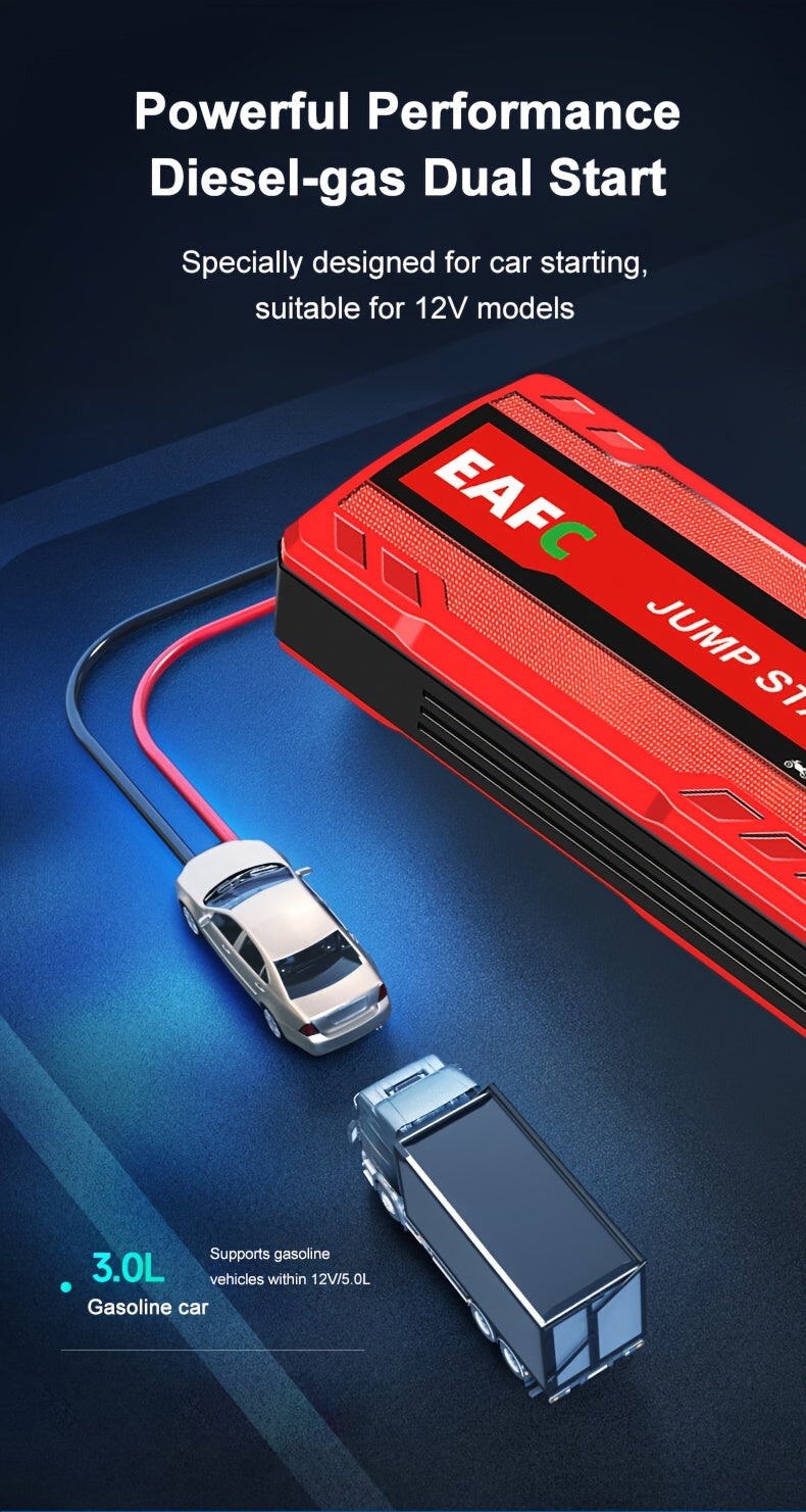 Portable Multi Function Emergency Booster Car Emergency Mobile Power Battery Charger 12V Car Jump Starter Gasoline Diesel Car Starter Upgrade
