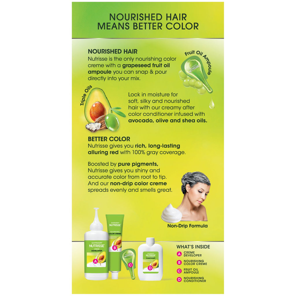 Garnier Hair Color Nutrisse Nourishing Creme, 462 Dark Berry Burgundy (Sugar Beet) Red Permanent Hair Dye, 1 Count (Packaging May Vary)