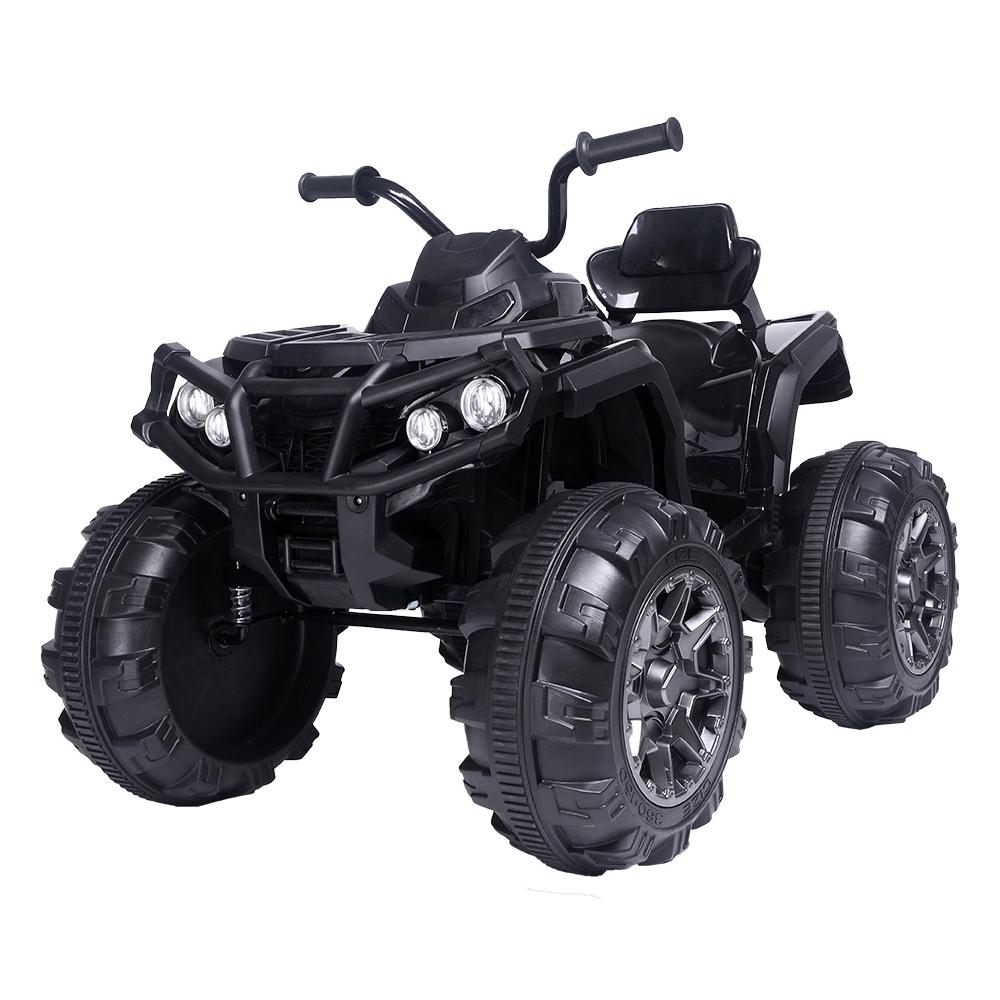 Kids Ride ON Toys 12 Volt Car, Battery Powered Quad Ride ON Cars, 4-Wheeler ATV Ride ON Toy w/ 2 Speed, LED Lights, AUX Jack, Radio, Electric Motorcycle for Boys / Girls, 3-8 Years Old, Black, W1866